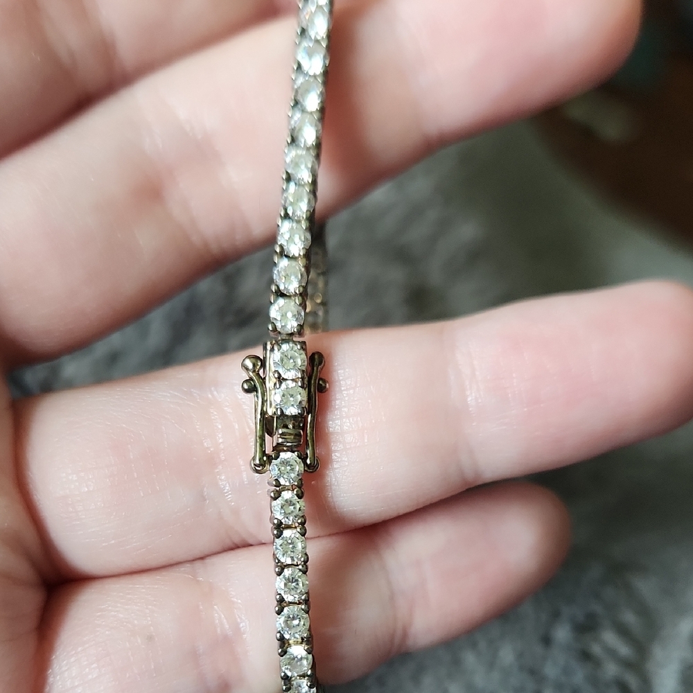 Source Unknown Silver and White Gem Bracelet